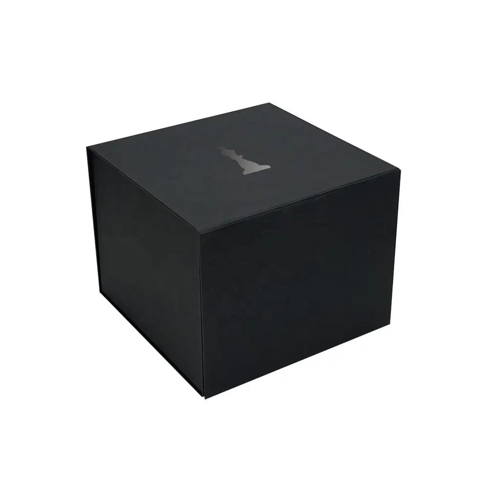 Custom Design Magnet verschluss Luxus schwarz Stempel Verpackung faltbare Geschenk box in mattschwarz