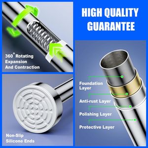 <span class=keywords><strong>Tringle</strong></span> à rideau de douche à ressort en acier inoxydable, <span class=keywords><strong>sans</strong></span> perçage, pour salle de bain, cuisine, <span class=keywords><strong>armoire</strong></span>, ne rouille jamais, antidérapante - Product Image 5