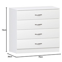 Commode de salon en bois avec 4 tiroirs, poignées et glissières métalliques, meuble de rangement pour chambre à coucher