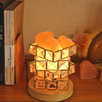 Décoration d'intérieur, lampe en sel de l'Himalaya naturel rose, artisanale, à intensité variable, effet lumineux cristallin, Feng Shui, ange