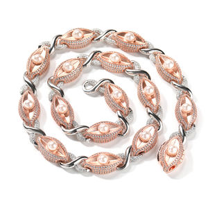 Collier personnalisé Hip-hop <span class=keywords><strong>Rap</strong></span> avec zircon étincelant, yeux en cristal de glace et yeux en perles, motif infini - Product Image 2