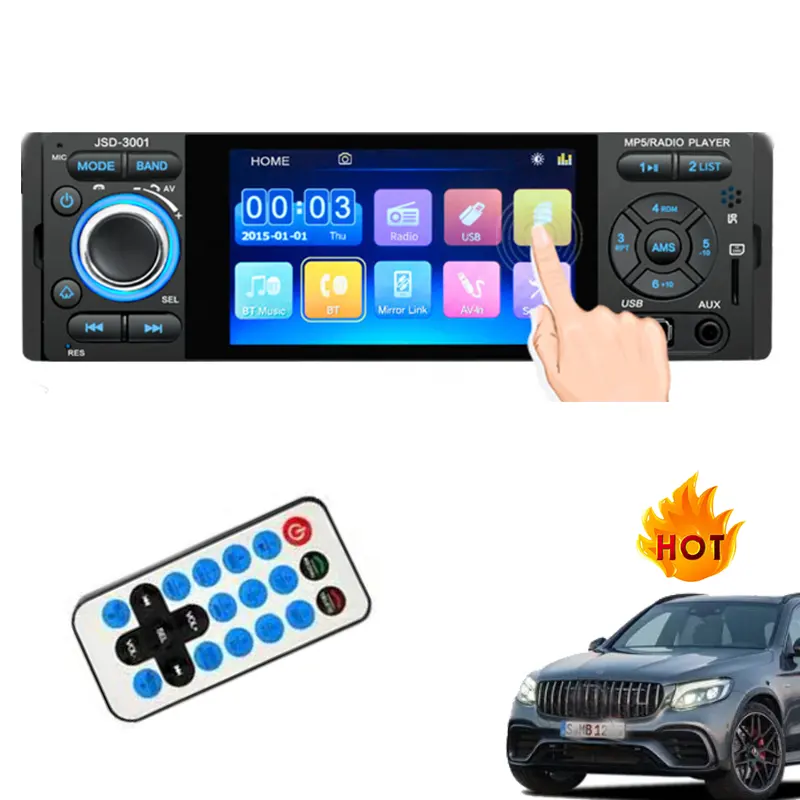 2024 fornitura di tendenza della fabbrica caldo 1 Din 4.1 "touch Screen auto MP3 e MP5 USB/TF/AUX Player telecomando Avto Radio Stereo JSD3001