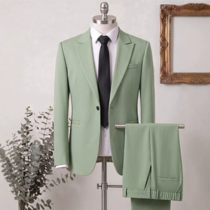 Traje Formal de 3 Piezas para <span class=keywords><strong>Hombre</strong></span>, Dos Botones, Color Sólido, Corte Entallado, Blazer con Solapa de Pico, Chaleco y Pantalones, Varios Colores - Product Image 2