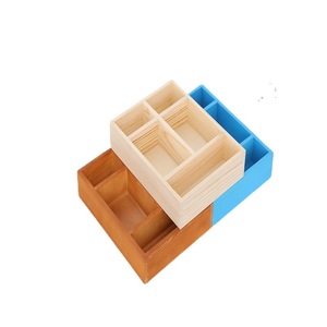 Boîtes de rangement en bois en gros avec motifs quadrillés pour les bureaux de salon et l'organisation d'objets divers ; grille en bois massif - Product Image 1