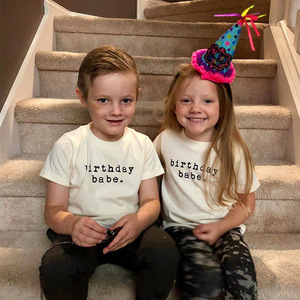 Sweat-shirt à manches courtes 100% coton pour enfants, été 2022, vêtements pour enfants, t-shirt d'anniversaire pour garçons - Product Image 2