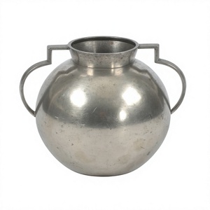 Maceta de Aluminio para Plantas Artificiales con Asas, Centro de Mesa, Decoración de Mesa, Jarrones de Metal con Acabado Plateado - Product Image 1