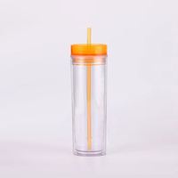 Nouveau design – Gobelet portable en acrylique transparent de 16 oz à double paroi avec poignée intégrée et paille, idéal pour les fêtes, mariages et événements – Style américain