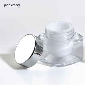 Tarro de Crema con Tapa Electrochapada y Vaso Interior Extraíble – Envase Cosmético de Plástico de Boca Ancha con Doble Capa, Compatible con Herramienta de Masaje Vibratoria - Product Image 1