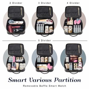 Travel <b>Makeup</b> Bag Leather Cosmetic <b>Case</b> Organizer Portable Artist Storage Bag for Cosmetics <b>Makeup</b> Brushes Toiletry Jewelry - Product Image 3