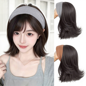 Peluca de media cabeza para <span class=keywords><strong>mujer</strong></span>, hecha a máquina con <span class=keywords><strong>cabello</strong></span> sintético resistente a altas temperaturas, estilo bob <span class=keywords><strong>corto</strong></span> con puntas invertidas, extensión de <span class=keywords><strong>cabello</strong></span> desmontable para volumen - Product Image 2