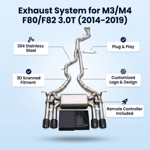 OEM Boska Exhaust System for M3/M4 F80/F82 3.0T 2014-2019 SUS304 <b>Pipes</b> 3.5inch Single Midpipe Catback Muffler with Control - Product Image 1