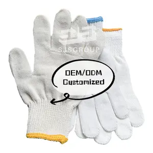 Sarung tangan katun serbaguna 7/10gauge murah sarung tangan kerja pria rajutan tanpa jari