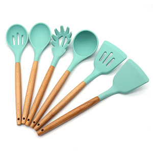 Kitchen & Dining Silicone Utensil Set 12 Piece Wooden Handle Cooking Tools For Kitchen - Product Image 2