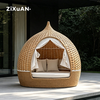 Tempat tidur santai luar ruangan, Balkon taman, tempat tidur bulat, Sofa kolam renang luar ruangan tepi pantai, kursi berbaring