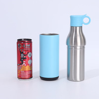 Bouteille d'eau isotherme en acier inoxydable 400 à double paroi de 304 ml au design unique avec porte-canette