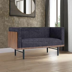 Modern Durable Fabric Armless Lounge <b>Sofa</b> Set <b>Foam</b> Filling L-Shape Design Wooden Base Metal Legs Living Room Reception Waiting - Product Image 3