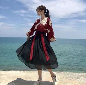 Ecowalson Retro estilo japonés <span class=keywords><strong>Vintage</strong></span> <span class=keywords><strong>Haori</strong></span> Kawaii niñas mujeres Floral Kimono vestido para fiesta Yukata ropa asiática faldas - Product Image 3