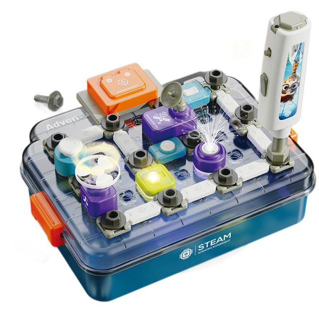 2025 Kid STEM Electronics Exploration Circuit Blocks Kit 520 Physical Science Experiment Circuit Projects Building Toy with Card