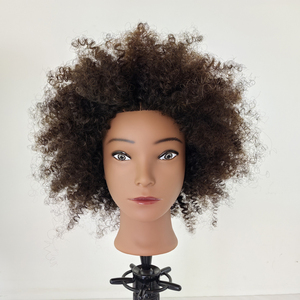 Cabeza de Maniquí 100% <span class=keywords><strong>Cabello</strong></span> Humano Afro Crespo Rizado para Entrenamiento en Salón de Belleza, Barbería, Escuela de Estilismo y Modelado de Peinados - Product Image 1