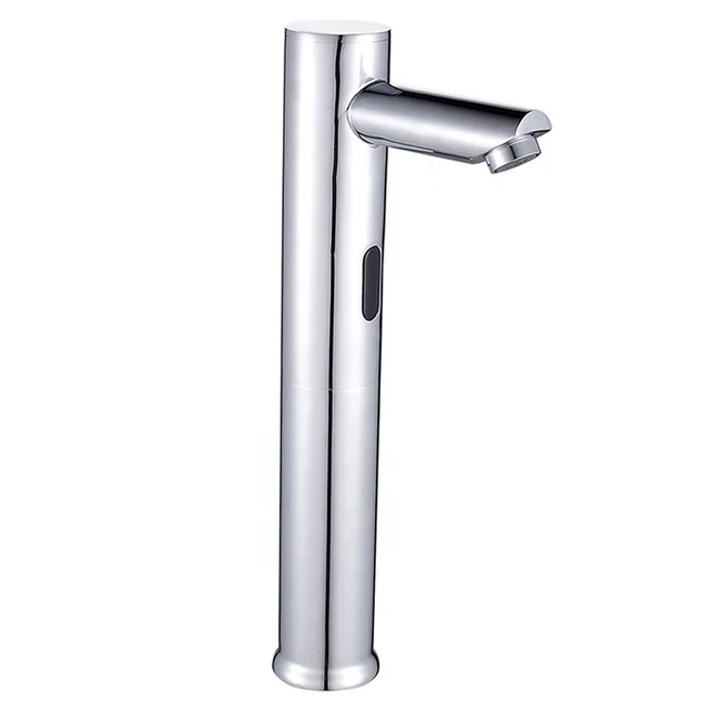 Automatic Tall Sensor Brass Basin Faucet Deck Mount Infrared Sensing Cold Water Tap for Bathroom Sink Zinc Material