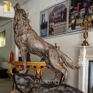 Escultura de Lobo de Bronce de Tamaño Real RELONG, Estatua de Animal Salvaje de Latón, Diseño Personalizado para Exteriores - Product Image 3