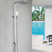 Colonne de douche carrée en acier inoxydable avec mitigeur 2 voies et robinet de bain à effet pluie