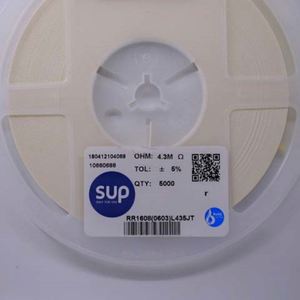 Bulk Discount RR1608 0603L435JT 0603 1608 Resistors Chip Resistors SMD Resistors 4.3Mohm 5% 1/10W Thick Film Resistor - Product Image 1
