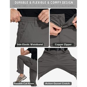 Pantalon cargo tactique pour homme, personnalisé, en tissu ripstop flexible, résistant à l'eau, pour la randonnée, EDC, extensible, vêtements de travail avec 14 poches - Product Image 6