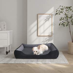 Petopia <strong>2</strong>-in-1 Modern Solid Pattern Pet <strong>Bed</strong> Washable High Quality Medium Size Cat Mat Classic Breathable Black <strong>Dog</strong> <strong>Bed</strong> - Product Image 1