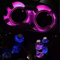 Porte-gobelet à LED pour voiture Tapis de protection Patte de chien Lumières LED RVB Dessous de verre pour voiture Accessoires Décoration intérieure Lumière d'ambiance-Univers