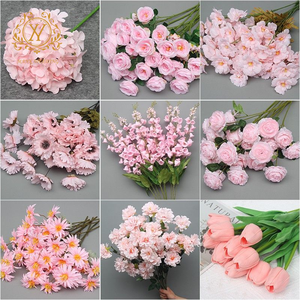 Fleurs artificielles en soie rose pour décoration de cérémonie de mariage, fausses hortensias, dendrobiums, roses, lys, palette de rose douce - Product Image 3