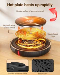 Plaque chauffante pour bougies HouseGem en ABS de grande taille et <span class=keywords><strong>chauffe</strong></span>-tasse électrique avec cordon, maintient le café/le thé au lait au chaud, accessoire de bureau, noir - Product Image 3