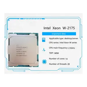 ซีพียู W-2175 Intel Xeon เป็น Xeon ชุด14 Core 2.5GHz 28 Thread 19.25MB การใช้พลังงาน (TDP) 140W LGA2066โปรเซสเซอร์