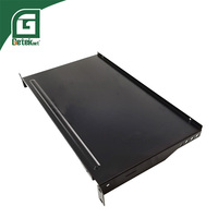 Geteknet Étagère de montage en rack pour serveur en acier fixe de 19 pouces RAL9005 NOIR/GREY Capacité 1U/2U/3U Compatible avec les armoires de 800 mm
