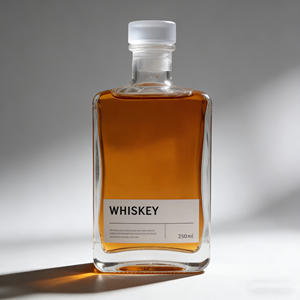 Bouteille en verre moderne, innovante, élégante et personnalisée, transparente, 330 ml, 500 ml, pour liqueur <span class=keywords><strong>de</strong></span> <span class=keywords><strong>Bordeaux</strong></span>, brandy, vin, avec bouchon électro-plaqué - Product Image 1