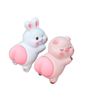Cute Cartoon Pig Figurine With Bouncy Butt Car Decor Resin Soft Interior Ornament For Vehicle Dashboard Decoration - Product Image 5