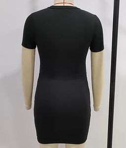 2025 vente en gros <span class=keywords><strong>de</strong></span> haute qualité robes d'été pour les femmes enceintes côté froncé couleur unie à manches courtes décontracté robe noire en Stock - Product Image 6