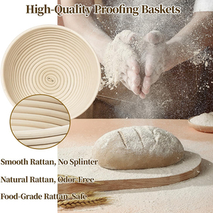 Flash Sale 9 Inch Round Natural Rattan Banneton Bread Sourdough Proofing Basket with <b>Liners</b> - Product Image 2