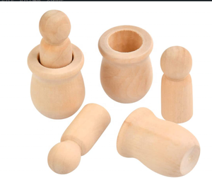 Muñecas de anidación de clavijas de madera sin terminar, cuerpos de personas, figuras de formas de madera decorativas naturales sin pintar para pintar - Product Image 3