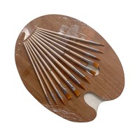 Fabricant Fourniture Triplex Board Emballage thermorétractable 12 tiges en bois Ensemble de pinceaux pour cheveux en nylon Outils de pinceaux pour peinture à l'huile