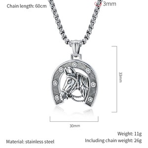 <span class=keywords><strong>Collier</strong></span> unisexe tendance avec pendentif tête de <span class=keywords><strong>cheval</strong></span>, chaîne fer à <span class=keywords><strong>cheval</strong></span> et zircon, plaqué or 18 carats - Product Image 5