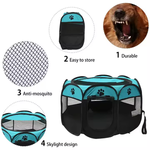 <span class=keywords><strong>Tente</strong></span> octogonale pliable et imperméable <span class=keywords><strong>pour</strong></span> animaux de compagnie - Niche portable <span class=keywords><strong>pour</strong></span> chiots et chatons avec couverture amovible - Product Image 4