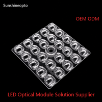 Composant optique PC : Matrice de lentilles LED carrées plano-convexes 24-en-1 de 50x50mm pour l'alimentation des éclairages publics et industriels SMD 3030 5050