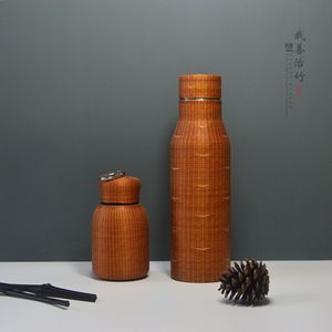 Handmade Bamboo Woven Water Bottle Reusable Thermos Flask For Hot Water Storage - Product Image 2