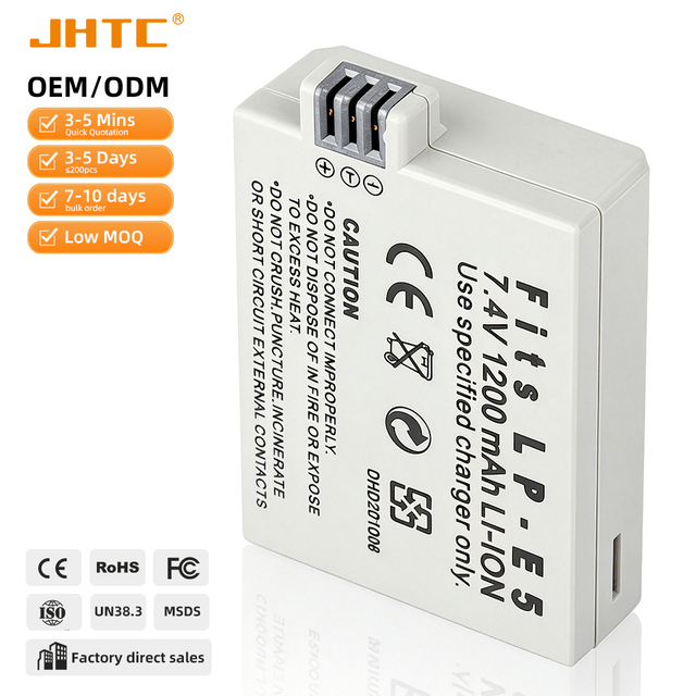 1200mAh Rechargeable 7.4V LP-E5 Battery Pack for 450D/500D/1000D/Kiss X3/X2/F/Rebel T1i/XS/XSi-in Stock