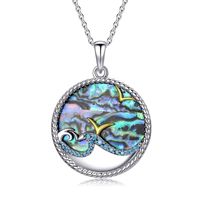 Pendentif Fleur de Plumeria Hawaïenne en Argent 925 Rhodié, Motif Coquille d'Abalone Paua, Style Planche de Surf
