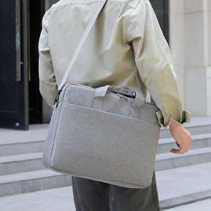 Sac pour ordinateur portable en tissu Oxford 15,6 pouces, antichoc, rembourré, gris, sacoche pour ordinateur portable, sac à bandoulière pour homme et femme - Product Image 3