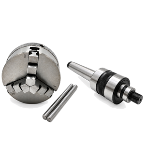 Mandrin de tour auto-centrant à 3 mors de 65 mm (2-1/2 pouces) avec centre rotatif MT3 pour le maintien de pièces sur petits tours - Product Image 1