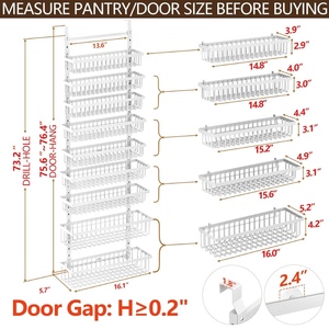 Organizador de especias de 9 niveles 2 en 1 para montar en la pared y colgar, con cesta profunda ajustable, resistente, para almacenamiento de condimentos sobre la puerta de la <span class=keywords><strong>despensa</strong></span>. - Product Image 2