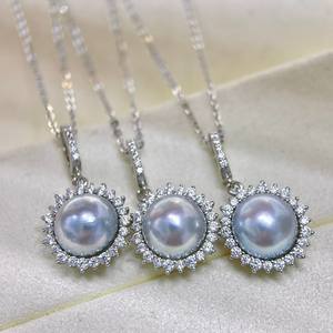 Collier ras du cou pour femme en or K18 et argent S925 avec pendentif perle d'eau douce 8-9mm à forte luminosité, presque sans défaut - Product Image 3